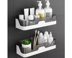 Set van 2 Grijze Wandplanken voor de Douche - Zonder Boren