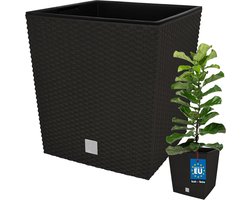 Set van 2 grote bloempotten voor binnen en buiten - 32 liter, 32 cm hoogte, zelfbewaterend