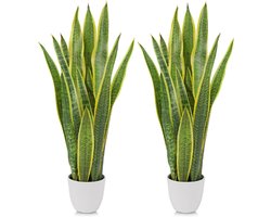 Set Van 2 Grote Kunstplanten Sansevieria - 73 Cm - Kunstmatige Vrouwentong - Voor Woonkamer En Buiten - Indoor En Outdoor Planten - Tuin En Kantoor Decoratie