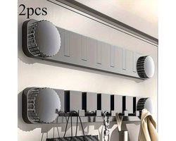 Set van 2 haken, bevestiging met zuignappen en 6 haken, multifunctioneel.