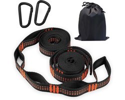 Set van 2 Hammock Mounts - 2 m Oranje Hammocks - Hangende Straps met 2 Haak Buckles + 1 Opbergtas - 500 kg Laadcapaciteit - Rod Hammock - Schommel voor Kamperen