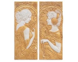 set van 2 handgemaakte luxe muurdecoratie