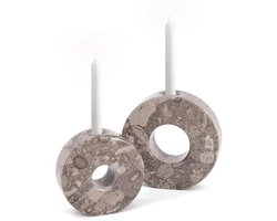 Set van 2 handgemaakte marmeren kandelaars voor vintage decoratie