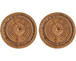 Set van 2 Handgeweven Wandmanden Boho Rotan - Bamboe Decoratie voor Binnen