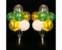 Set van 2 Herbruikbare Tafel Ballonstandaards met Verlichting, 16 Ballonnen en 2 Lampen voor Feestjes, Bruiloften en Babyshowers
