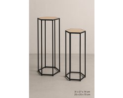 Set van 2 Hexagon Bijzettafels – 31x27x74 cm & 25x25x70 cm