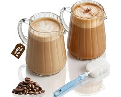 Set van 2 hittebestendige glazen melkkan van 250 ml voor espresso, koffie en thee - Geschikt voor vaatwasser en magnetron