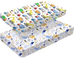 Set van 2 hoeslakens voor kinderbedjes 140 x 70 cm - Zacht katoen met unieke designs voor meisjes en jongens