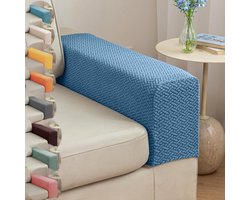 Set van 2 hoezen voor armleuningen en fauteuils - Stretch armleuningbeschermers met antislipontwerp en machinewasbaar polyesterweefsel voor relaxfauteuils/tweezitsbanken/losse banken (blauw, 45-49 cm L x 16,5-20 cm B - set van 2)