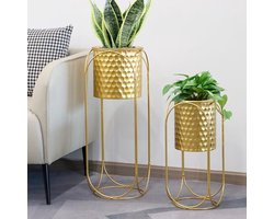 Set van 2 hoge plantenbakken voor binnen en buiten met standaard - 65,5 cm en 45,5 cm - Perfect voor woonkamer, keuken, kantoor, tuin, balkon en terras