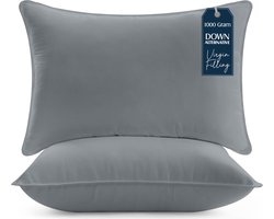 Set van 2 Hoofdkussens 50x70 cm – Ademend Slaapkussen – Zachte Bedkussens met Holle Vezelvulling, Comfortabel & Ondersteunend, Grijs