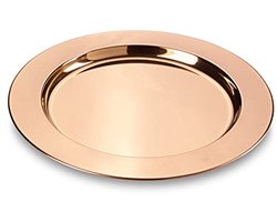 Set van 2 hoogwaardige roestvrijstalen serveerschalen, koperen editie, Ø 33,3 cm
