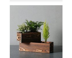 Set van 2 Houten Bloembakken voor Binnen & Buiten - Stijlvolle Natuurlijke Sfeer