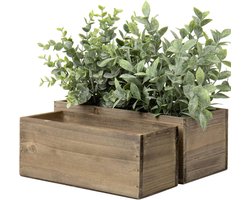Set van 2 Houten Bloempotten - Vintage Look - Decoratieve Plantenbakken