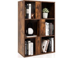 Set van 2 houten boekenkasten, 3 niveaus, staand rek, archiefkast met kantelbeveiliging, vintage/modern, 33 x 33 x 100,5 cm (vintage)