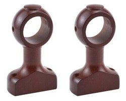 Set van 2 houten gordijnroedebeugels voor gordijnroedes van 3,8 cm (bruin)