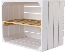 Set van 2 Houten Kisten met Plank - Middelgroot Opbergsysteem - Decoratief Houtkrat