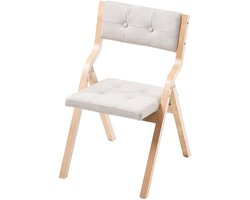 Set van 2 houten klapstoelen met kussens, draagbaar opvouwbaar ontwerp, comfortabele gewatteerde zitting met houten frame voor keuken, kantoor, bruiloften, feesten, eetkamer, eenvoudig te monteren, beige