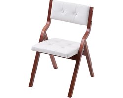 Set van 2 houten klapstoelen met kussens, draagbaar opvouwbaar ontwerp met houten frame, comfortabele gestoffeerde eetkamerstoelen voor keuken, kantoor, evenementen, eetkamer, eenvoudige montage, wit