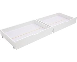 Set van 2 Houten Opberglades Onder het Bed met Wieltjes - Wit
