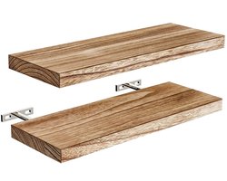 Set van 2 - Houten opbergrek voor aan de muur - wandplank - Opbergrek - Opbergrek voor aan de muur