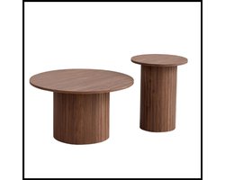 Set van 2 Houten Ronde Salontafels - Scandinavische Stijl Nesttafels - Meubilair voor Woonkamer & Slaapkamer - Modern Design