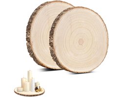 Set van 2 Houten Schijven 23-26 cm voor Creatief Gebruik, Decoratieve Houten Platen voor DIY Bruiloft Decoraties, Tafelaanpassingen en Ambachtelijke Projecten