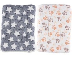 Set van 2 Huisjes voor Honden en Katten, Zacht Kussen voor Huisdieren, 40 × 30 cm, Fleece Wintermat, Ideaal voor Cavia's, Konijnen en Hamsters