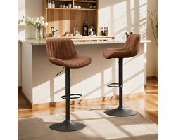 Set van 2 In Hoogte Verstelbare Barkrukken met Voetensteun en Draaifunctie