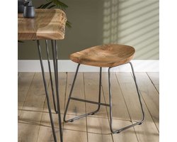 Set van 2 Industriële Lage Krukken Acaciahout Novi - Zithoogte 52 cm - Zonder Rugleuning