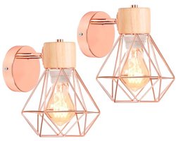 Set van 2 industriële wandlampen met kooi-design in vintage stijl