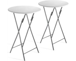 Set van 2 Inklapbare Ronde Statafels met Marmerlook - 110cm Hoog en Ø60cm