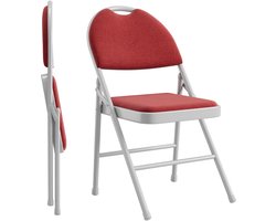 Set van 2 inklapstoelen – beklede inklapstoelen van linnen, zware metalen frame met zachte zit- en rugkussen, geschikt voor thuis, kantoor en feesten