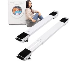 Set van 2 instelbare wasmachine-onderstel, meubelwielen van roestvrij staal, single kan 300 kg, meubeltransportwielen met antislip onderkant van rubber voor koelkast, banken, kasten