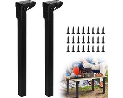 Set van 2 intrekbare poten voor meubels - Zelfborgend scharnier - Tafel en bankvoet - IJzeren tafelpoten 90° - Bedden, kasten, laptops - 40 cm