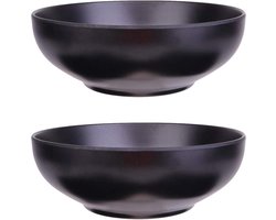 Set van 2 Japanse ramen kommen - melamine - zwart - 19 cm