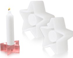 Set van 2 kaarshouders in siliconen vorm voor doe-het-zelf kaarsen - Epoxyhars en beton kaarsenmaker - Ster kaarsenhouder (5 sterren)