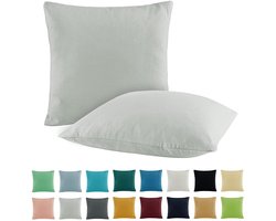 Set van 2 Katoenen Kussenslopen - 80x80 cm - Zilver