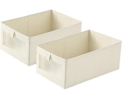 Set van 2 Katoenen Linnen Lade Organizers zonder Deksel - Vouwbare en Stapelbare Opbergdozen voor Kleding, Kasten en Onderbedopslag