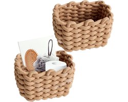 Set van 2 Katoenen Opbergmanden Gevlochten - Manden voor Bureau, Badkamer & Decoratie - Kaki