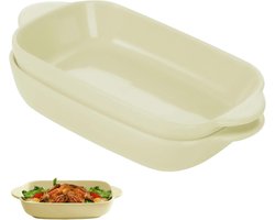 Set van 2 Keramische Ovenschalen voor Lasagne, Rectangulaire Bakvorm, 22 x 13,5 x 4,5 cm, Kleurige Glazuur Schalen voor Bakken en Gourmet Gerechten