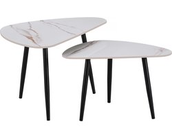 Set van 2 keramische salontafels "Terra" - 49 x 79 x 56 cm - Wit