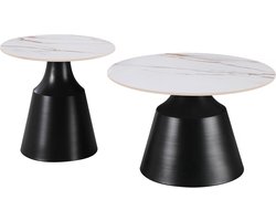 Set van 2 keramische salontafels "Vulca" - 70 x 70 x 43 cm - Wit