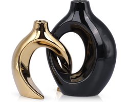 Set van 2 keramische vazen, moderne Boheemse decoratie, bruiloft, eettafel, banket, woonkamer, kantoor, slaapkamer, badkamer, vensterbank, decoratieve vaas