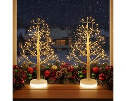 Set van 2 kerstboom met lichtgevende sokkel, oplaadbare kerstdecoratie met dimfunctie, lichtboom voor binnen, voor Kerstmis, feest, bruiloft, Pasen, 50 cm