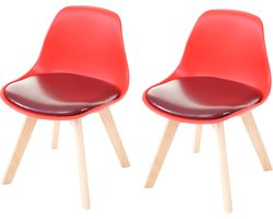 Set van 2 kinderstoelen MCW-E81, kinderkruk stoel kindermeubilair kinderkamer, 55x38x39cm ~ kunstleer, rood