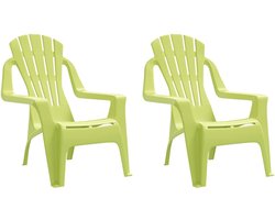 Set van 2 Kindertuinstoel | Tuinzetel | Terrasstoel | Buitenstoelen hout-look 37x34x44 cm polypropeen groen