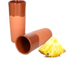 Set van 2 klei mokken 330ml gedeeltelijk geglazuurd - 12968