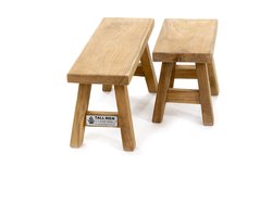 Set van 2 kleine DECORATIEVE krukjes in teakhout - Echt Klein !! Niet om op te zitten #stopretouren !