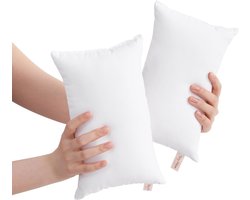 Set van 2 kleine slaapkussens – compact reiskussen van katoen voor volwassenen, kinderen en huisdieren (honden) – geschikt voor nek, pols, onderrug en knie – wit (17,8 x 28 cm)